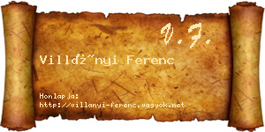 Villányi Ferenc névjegykártya